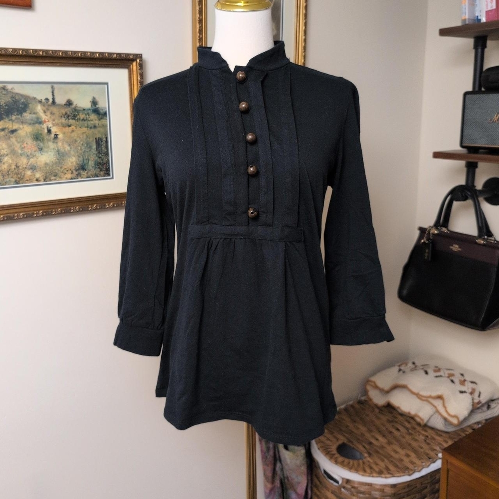 Banana Republic Black Blouse with Button Accents